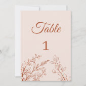 Eenvoudige Boho Bloemen Tafel Kaart Nummer (Voorkant)