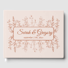 Eenvoudige Boho bloementerracotta bruiloft Gastenboek