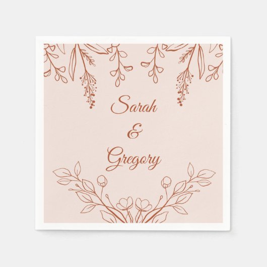 Eenvoudige Boho bloementerracotta bruiloft Servet (Voorkant)