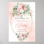 Eenvoudige Boho Blush Rozen Groene Baby Shower Bor Poster (Voorkant)