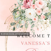 Eenvoudige Boho Blush Rozen Groene Baby Shower Bor Poster