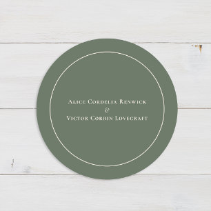 Eenvoudige Boho Boog Sage Groene Trouw Envelope Ze Ronde Sticker