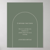 Eenvoudige Boho Boog Sage Groene Trouw Hashtag Poster (Voorkant)