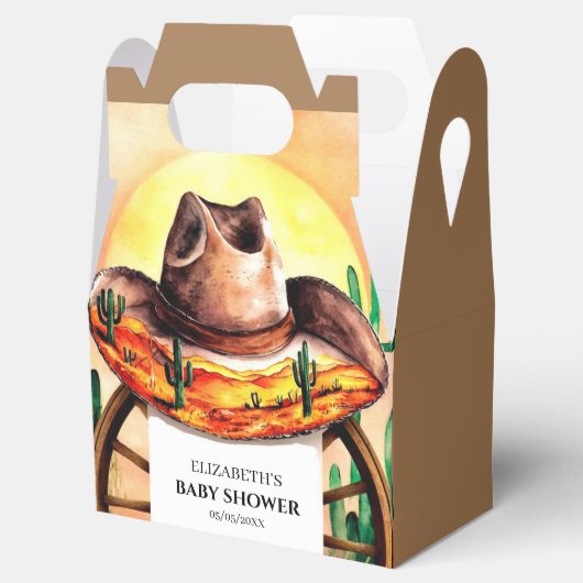 Eenvoudige Boho Boot Cowboy Baby shower Bedankdoosjes (Geopend)