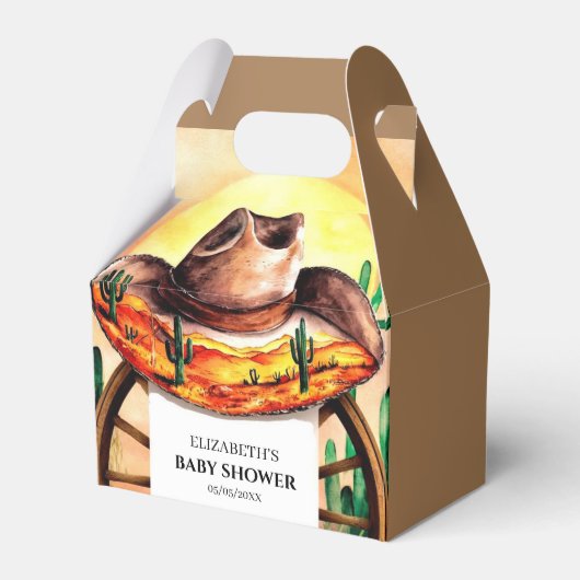 Eenvoudige Boho Boot Cowboy Baby shower Bedankdoosjes (Voorkant Zijde)