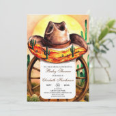 Eenvoudige Boho Boot Cowboy Baby shower Kaart (Staand voorkant)