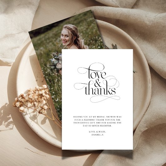 Eenvoudige Boho Bruidsfeest Foto Bedankkaart