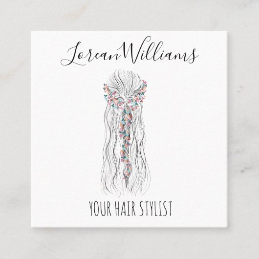 Eenvoudige Boho bruiloft haar stylist romantische  Vierkante Visitekaartje (Voorkant)