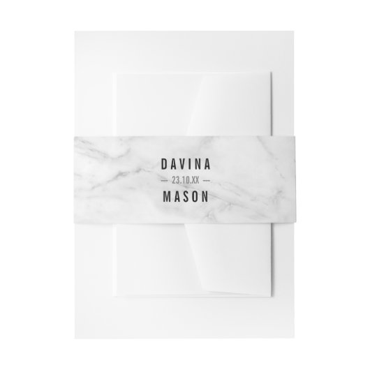 EENVOUDIGE BOHO BRUILOFT modern marmer zwart grijs Uitnodigingen Wikkel (Voorkant Voorbeeld)