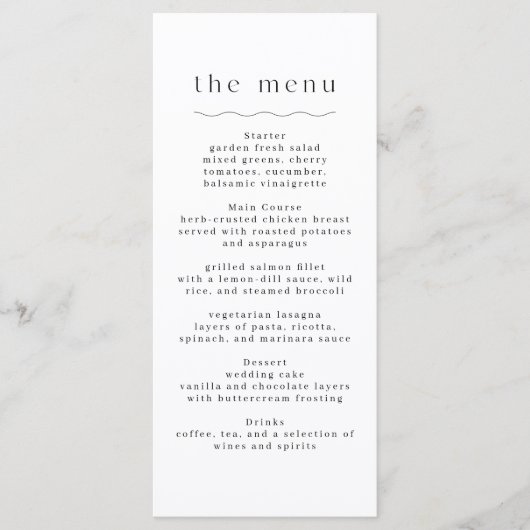 Eenvoudige Boho bruiloft receptie Menu (Voorkant)
