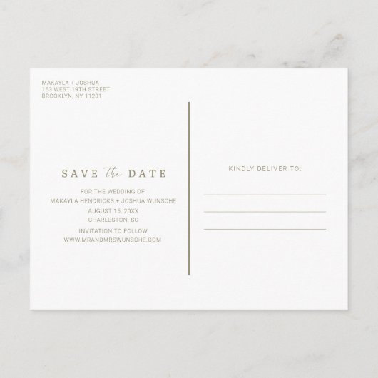 Eenvoudige Boho bruiloft Save the Date Aankondigingskaart (Achterkant)