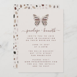Eenvoudige Boho Butterfly Burgundy en Taupe Weddin Kaart