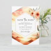 Eenvoudige Boho Cactus bruiloft Save The Date (Staand voorkant)