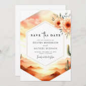 Eenvoudige Boho Cactus bruiloft Save The Date (Voorkant / Achterkant)