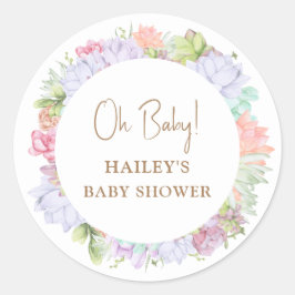 Eenvoudige Boho Cactus Desert Oh Baby shower Ronde Sticker