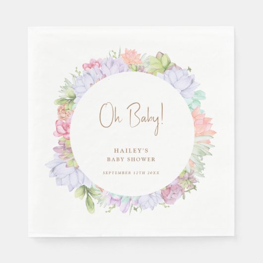 Eenvoudige Boho Cactus Desert Oh Baby shower Servet (Voorkant)