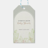 Eenvoudige Boho Cactus Line Art Arch Baby shower Cadeaulabel (Voorkant)