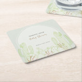 Eenvoudige Boho Cactus Line Art Arch Baby shower Kartonnen Onderzetters (Schuin)
