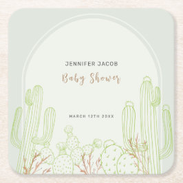 Eenvoudige Boho Cactus Line Art Arch Baby shower Kartonnen Onderzetters