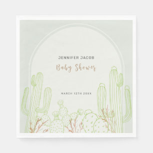 Eenvoudige Boho Cactus Line Art Arch Baby shower Servet