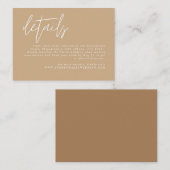 Eenvoudige boho Calligraphy Wedding Detail Enclosu Informatiekaartje (Voorkant / Achterkant)