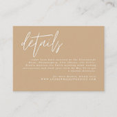 Eenvoudige boho Calligraphy Wedding Detail Enclosu Informatiekaartje (Voorkant)