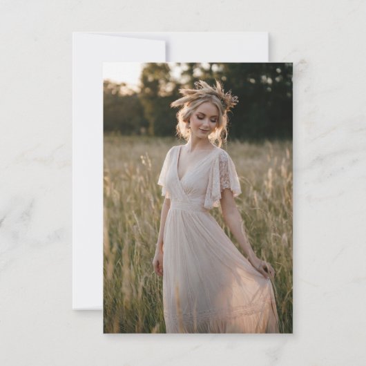 Eenvoudige Boho-calliografie Bruids-showerfoto Bedankkaart (Achterkant)