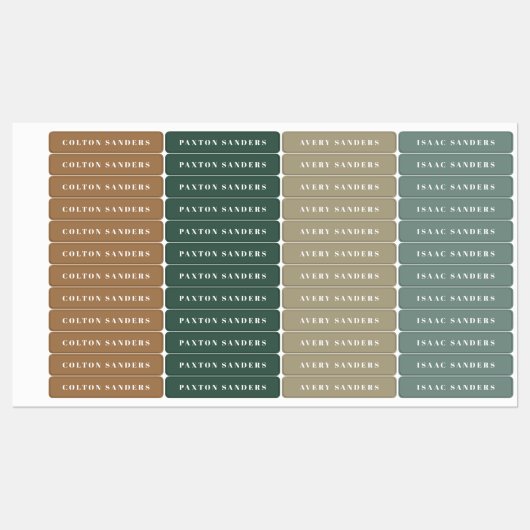 Eenvoudige Boho Camouflage Waterdichte Naam Labels (Vel)