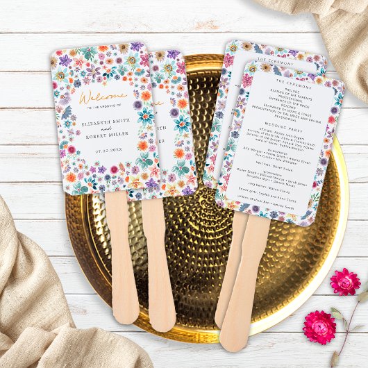 Eenvoudige Boho Chic Wilde Bloem Tuin Bruiloft Handwaaier