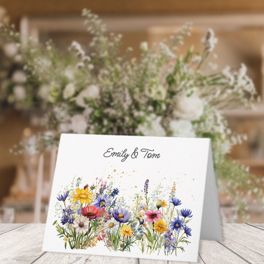 Eenvoudige Boho Chic Wilde Bloemen Bedankkaart