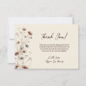 Eenvoudige Boho Chic Wildflowers Cream Wedding Bedankkaart (Voorkant)