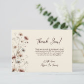 Eenvoudige Boho Chic Wildflowers Cream Wedding Bedankkaart (Staand voorkant)