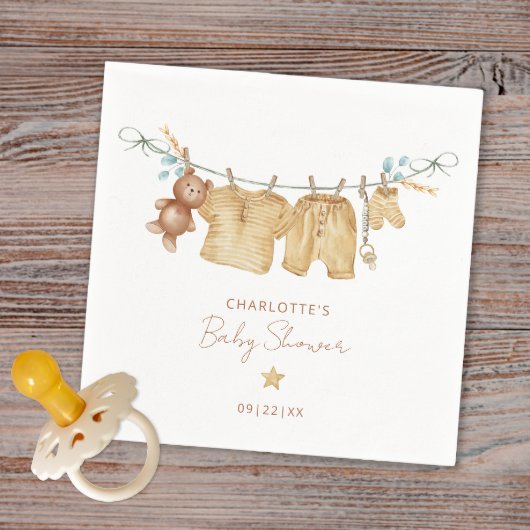 Eenvoudige Boho Clothesline Baby showers servetten
