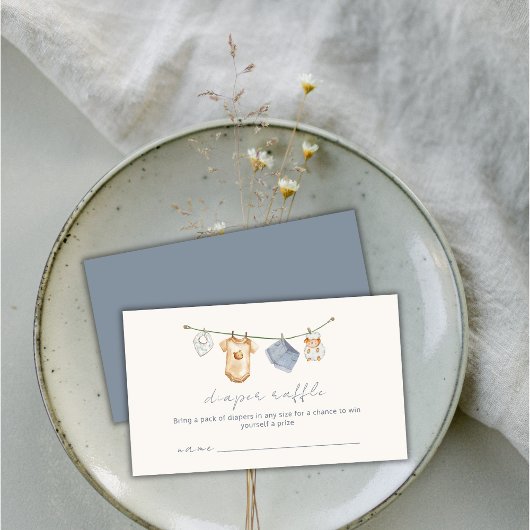 Eenvoudige Boho Clothesline Luier Raffle Baby show Informatiekaartje