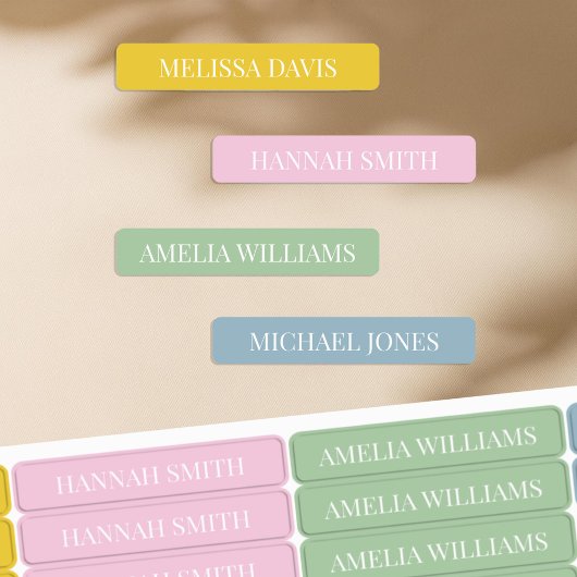 Eenvoudige Boho Colour Kinder Waterproof Name Labs Labels