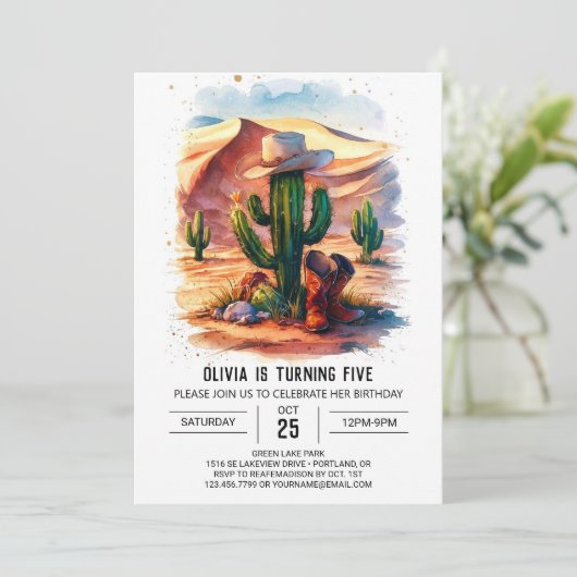 Eenvoudige Boho Cowboy Verjaardag Kaart (Staand voorkant)