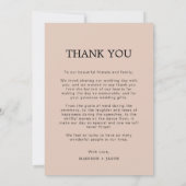 Eenvoudige boho crème beige met foto bruiloft bedankkaart (Achterkant)