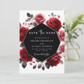 Eenvoudige Boho Crimson Red Wedding Save The Date (Staand voorkant)