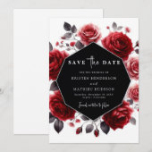 Eenvoudige Boho Crimson Red Wedding Save The Date (Voorkant / Achterkant)