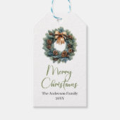 Eenvoudige Boho Dennenkrans Kerstcadeautag Cadeaulabel (Voorkant)
