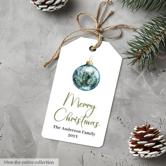 Eenvoudige Boho Dennenkranst Kerstdag Cadeautag Cadeaulabel