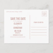 Eenvoudige Boho Dusty Roos Typografie Save the Dat Aankondigingskaart (Achterkant)