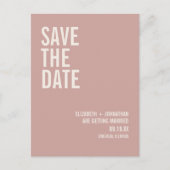 Eenvoudige Boho Dusty Roos Typografie Save the Dat Aankondigingskaart (Voorkant)