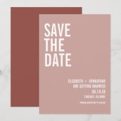 Eenvoudige Boho Dusty Roos Typografie Save the Dat Kaart (Voorkant / Achterkant)