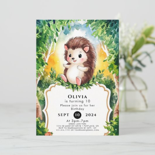 Eenvoudige boho egel verjaardag kaart (Staand voorkant)