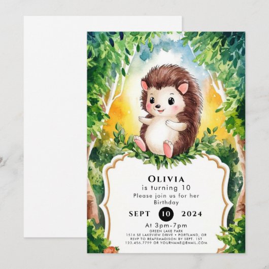 Eenvoudige boho egel verjaardag kaart (Voorkant / Achterkant)