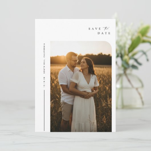 Eenvoudige Boho Elegant Bewaar de datumfoto Save The Date (Staand voorkant)