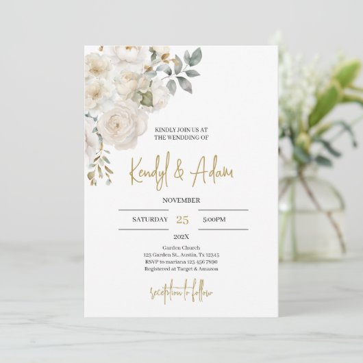 Eenvoudige Boho Elegant Huwelijksuitnodiging Kaart (Staand voorkant)