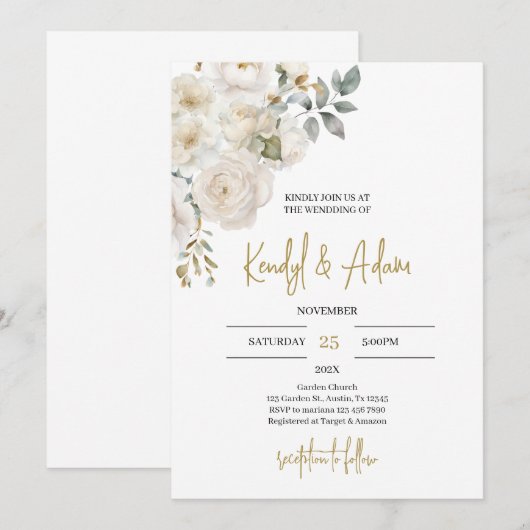 Eenvoudige Boho Elegant Huwelijksuitnodiging Kaart (Voorkant / Achterkant)