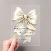 Eenvoudige Boho Elegant Ivoor Cream Bow Vrijgezell Acryl Uitnodigingen (Insitu (Draagbaar))